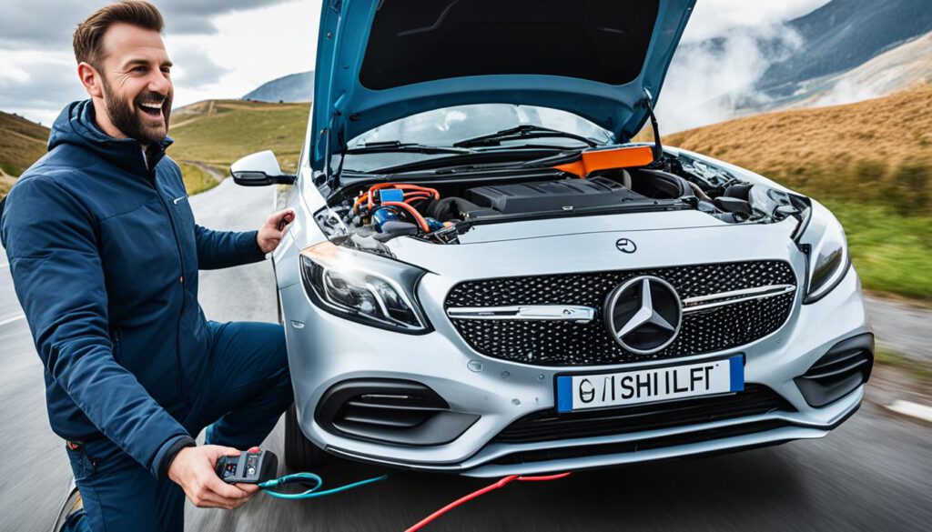 Powerbank Benziner Starthilfe in Aktion